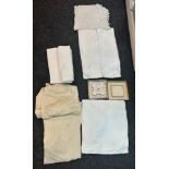 Selection of silk and linen to include Irish Linen and victorian