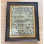 Antique Georgian embroidery sampler Esther Jones 1821 frame measures 43 x 53cm