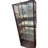 5 Shelf wood and glass display cabinet height 67 inches 25.5 inches wide 13 inches depth