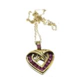 9ct gold ruby pendant necklace (4.1g)