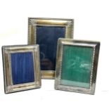 3 vintage silver picture frames largest measures approx 20cm by 15cm