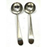 2 georgian silver ladle spoons