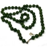 9ct gold clasp vintage nephrite beads necklace (54.9g)