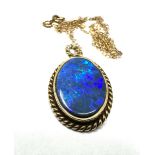9ct gold opal oval triplet pendant necklace (2.9g)