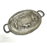 Indian silver pin tray measures approx 14.5cm by 9cm weight 40g