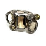 A Statement Silver Gemstone Set Bracelet (64g)