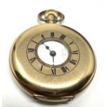 Antique gold plated half hunter waltham traveler pocket watch the watch will tick if put under