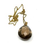 9ct gold smoky quartz pendant necklace (7.1g)