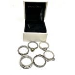 Six Silver Assorted Rings By Pandora (23g)