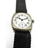 Gents trench style wristwatch the watch is ticking nickel case