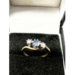9ct gold sapphire & diamond ring (2.4g)