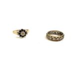 Two 9ct gold stone set ladies dress rings includes small diamond, total weight 4.6 grams