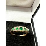 9ct gold vintage green & white paste ring (1.9g)