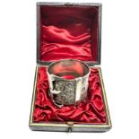 Boxed Antique Victorian silver buckle front serviette ring