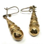 9ct gold vintage ornate drop earrings (1.8g)