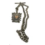 Antique silver albert chain & fob 58g