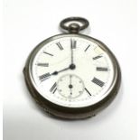 Antique silver open face pocket watch the watch is ticking