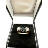 9ct gold vintage sapphire & diamond ring (3.5g)