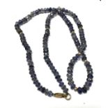 9ct gold clasp amethyst beaded necklace (14.6g)