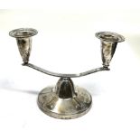 Vintage silver candelabra measures approx height 11cm by 15cm wide filled base