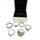 Six Silver Assorted Rings By Pandora (22g)