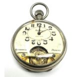 Antique 8 day Hebdomas open face pocket watch the watch is ticking nickel case
