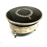 Antique silver & tortoiseshell jewellery box measures approx 8cm by 7.5cm height 5cm