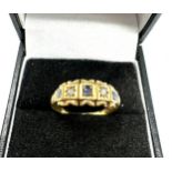 Antique 18ct gold diamond & sapphire ring weight 2.4g split