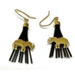 14ct gold elephant hair drop earrings (4g)