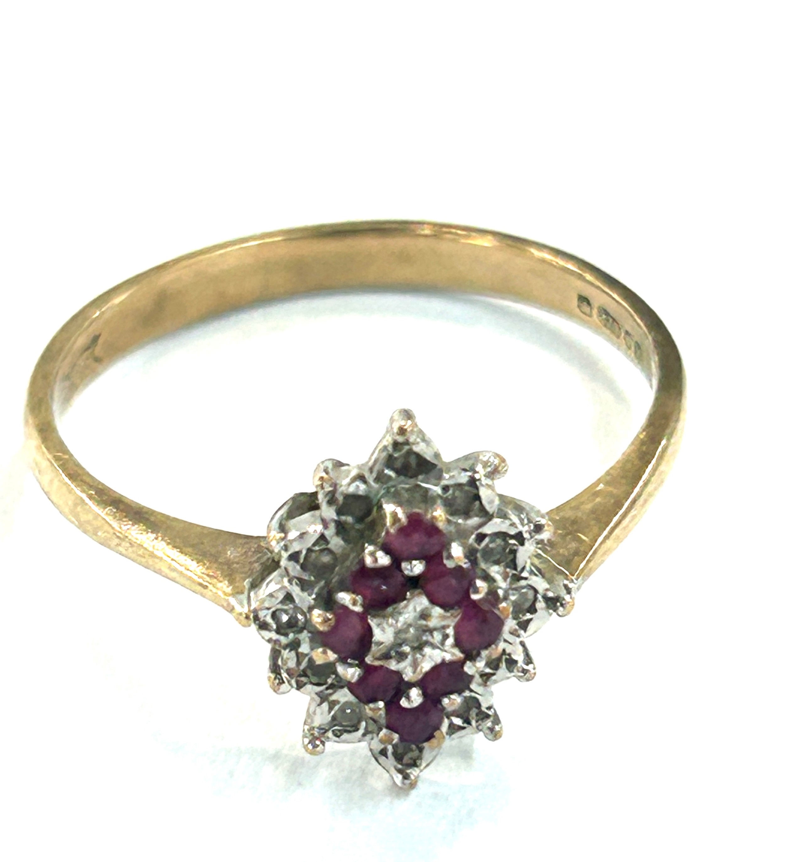 Ladies 9ct gold diamond and stone set dress ring ring size 1.9grams Ring size P