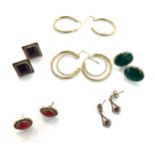 Selection of 9ct gold earrings includes Diamond drop earrings etc 19 grams