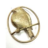 9ct gold vintage bird on a perch brooch (13.3g)