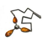 A Silver Amber Set Necklace (36g)