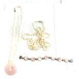Selection of silver clasp jewellery includes Pearls, Rose quartz, mother of pearl etc