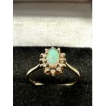 10ct gold opal & diamond ring (1.7g)