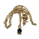 9ct gold sapphire & diamond pendant necklace (3.3g)