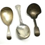 3 antique silver tea caddy spoons