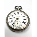 Antique silver open face pocket watch the watch is ticking