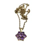 9ct gold amethyst pendant necklace (2.2g)