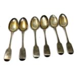 6 victorian irish silver tea spoons