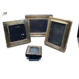 4 vintage silver picture frames largest measures approx 13cm by 10cm