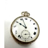 Silver open face pocket watch the watch is ticking