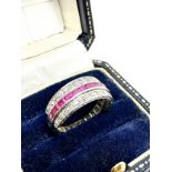 Fine art deco platinum diamond ruby & sapphire day night flip ring rings weight 5.8g