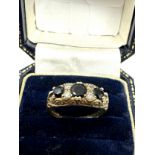 9ct Gold Sapphire & white stone ring (3.1g)