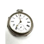 Silver open face pocket watch Russells ltd liverpool the watch is ticking