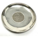Silver coin pin dish measures approx 10cm dia weight 77g