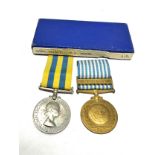 ER.11 Korea medal pair boxed quens korea named c/ssx 661617 t.r bogue a.b r.n