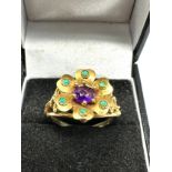 9ct Gold Amethyst & Blue Paste Ring (4.2g)
