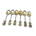6 Chinese silver tea spoons