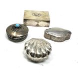 4 vintage silver pill boxes